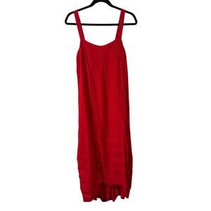 J.Crew Women's Pintuck Midi Dress Drapey Organza Bright Red Medium Tank Shift